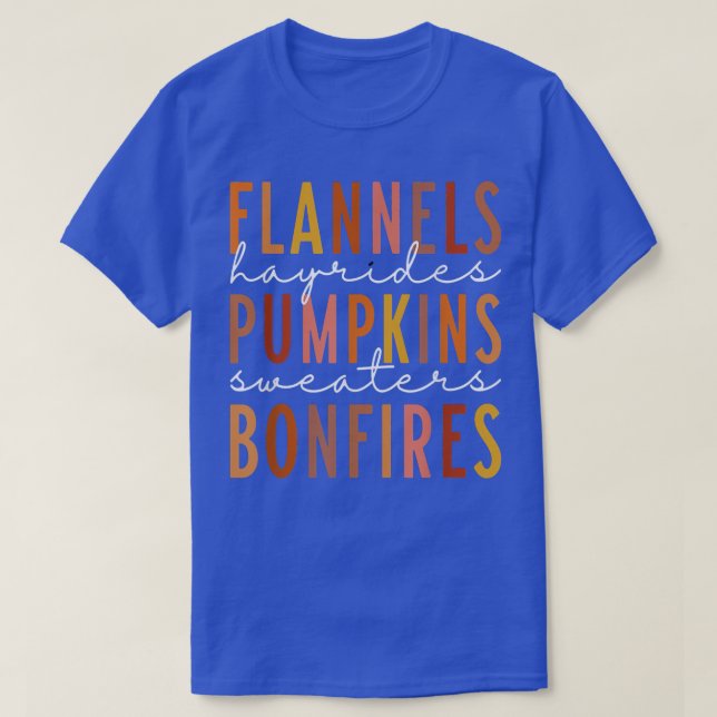 T-shirt Flannels rétro Bonfires Citrouilles Funny Fall Vib (Design devant)