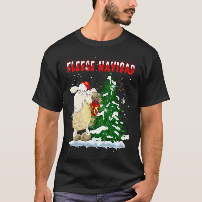 T-shirt Fleece Feliz Navidad  Cute-Sheep Christmas (Devant)