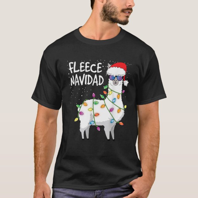 T-shirt Fleece Navidad Funny Christmas Navidad Llama  (Devant)