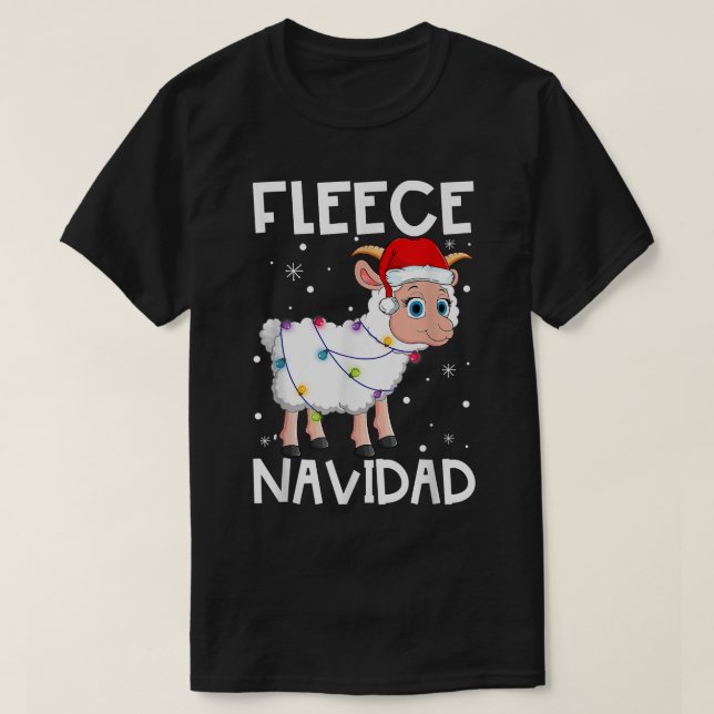 T-shirt Fleece Navidad Funny Christmas Sheep Feliz Xmas Li (Design devant)