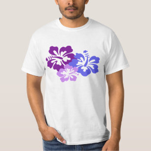 T-shirt Fleur actuelle de ketmie dans le bleu, le pourpre