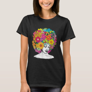 T-shirt Fleur Afro Femmes Reine noire Africaine Américaine