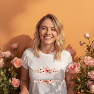 T-Shirt Fleur Aquarelle Rose Élégant