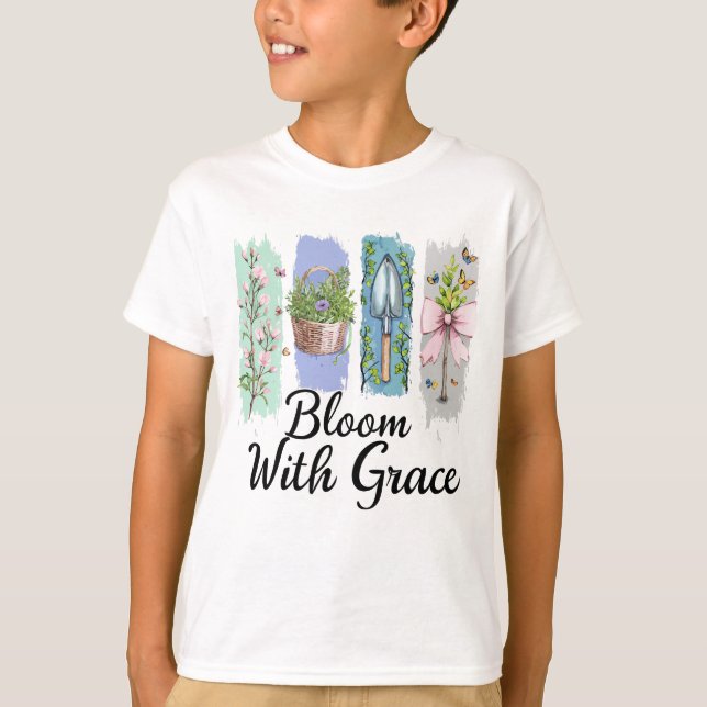T-shirt Fleur avec Grace Garden Floral Art (Devant)