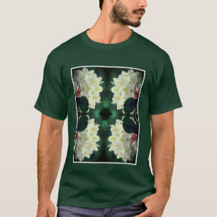 T-shirt Fleur Azalée Blanche Avec Raindrops Abstrait