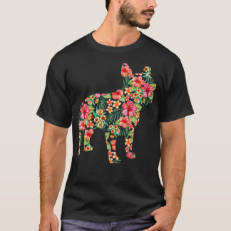 T-shirt Fleur Bulldog Française pour Hommes Femmes Garçons