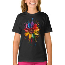 T-Shirt Fleur Color Splash | Art Floral Vibrant D