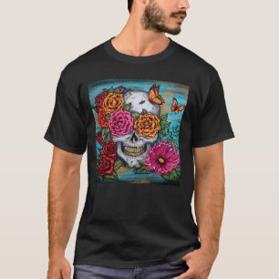 T-shirt Fleur crâne