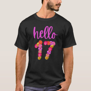 T-shirt Fleur d'anniversaire 17 ans Bonjour 17 C'est mon 1