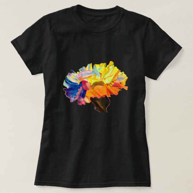 T-shirt Fleur d'aquarelle couleur carnation (Design devant)