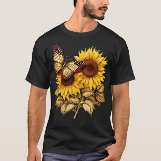 T-shirt Fleur d'aquarelle de tournesol jaune pour les amou