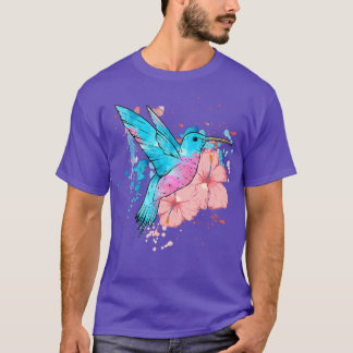 T-shirt Fleur d'aquarelle d'oiseau-mouche B
