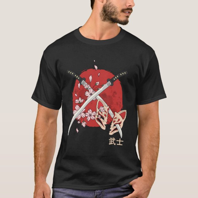 T-shirt Fleur de cerisier japonaise ancienne Samurai Katan (Devant)