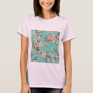 T-shirt Fleur de cerisier turquoise à la mode