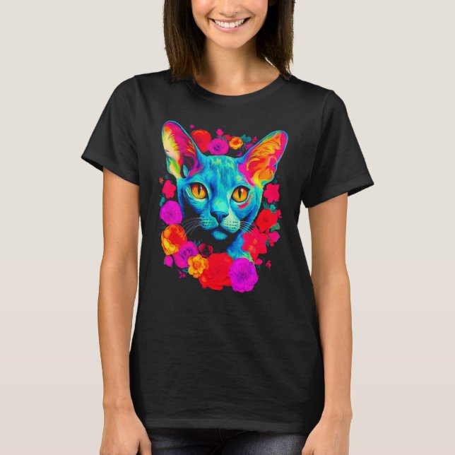 T-shirt Fleur de chat Devon Rex (Devant)