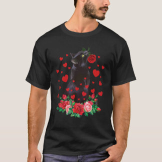 T-shirt Fleur de chat Saint-Valentin Mignon Chat Chaton Am