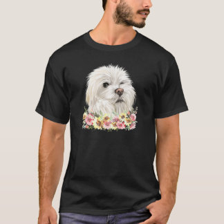 T-shirt Fleur de chien maltais