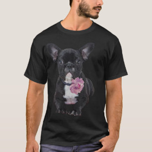 T-Shirt Fleur de Chien-taupe Français, French Love