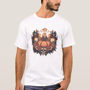 T-shirt Fleur de citrouille � Lumière de chandelle automna