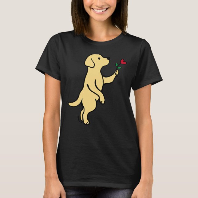 T-shirt Fleur de coeur minuscule du Labrador jaune (Devant)