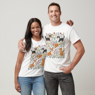 T-shirt Fleur de Corgi Mignon Chat
