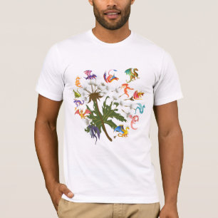 T-shirt Fleur de Dragon de Pissenlit, Amant de Dragon unis