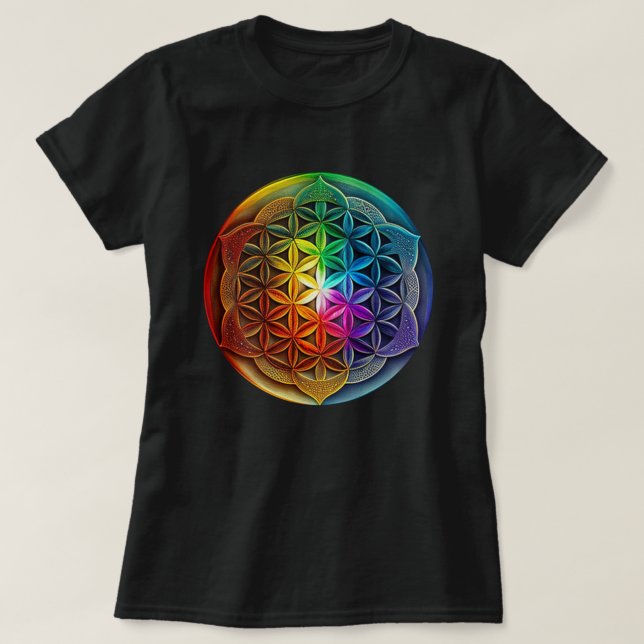 T-shirt Fleur De Géométrie Sacrée De La Vie Méditation Cha (Design devant)