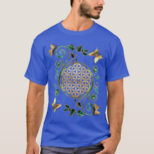 T-shirt Fleur de la vie Malachite tourbillon et papillons