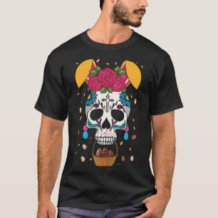 T-shirt Fleur De Lapin De Pâques Dia De Los Muertos Joyeux
