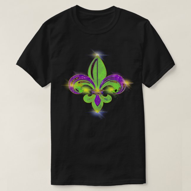 T-shirt Fleur de lis en or violet vert mardi Gr (Design devant)