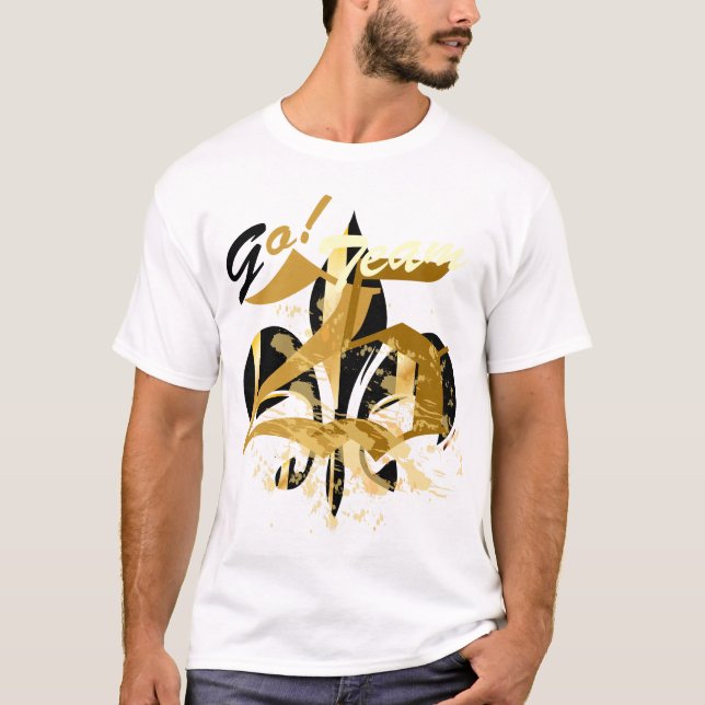 T-shirt Fleur de Lis noir et or (Devant)