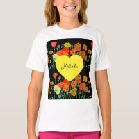 Fleur de pavot orange rouge nom de fille aquarelle