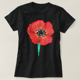 T-shirt Fleur de pavot rouge