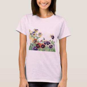 T-shirt Fleur de Pensée Japonaise Vintage Ukiyo-e Botaniqu