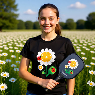 T-shirt Fleur de pickleball avec des oiseaux de folie