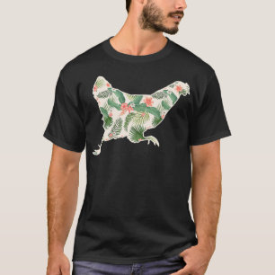 T-shirt Fleur de poulet Imprimer Floral Hen Hawaiian