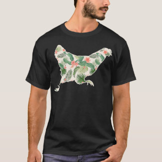 T-shirt Fleur de poulet Imprimer Floral Hen Hawaiian