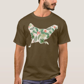 T-shirt Fleur de poulet Imprimer Floral Hen Hawaiian