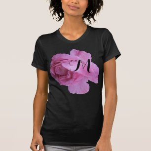 T-shirt Fleur de rose rose tendance personnalisation monog