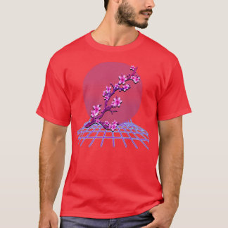 T-shirt Fleur de Sakura rouge japonaise, fleurs de cerisie