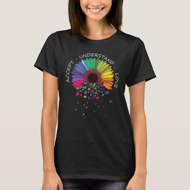 T-shirt Fleur de Sensibilisation sur l'autisme Florale pou (Devant)