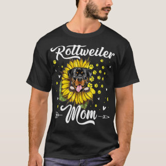 T-shirt Fleur de soleil Rottweiler maman Amoureux des chie