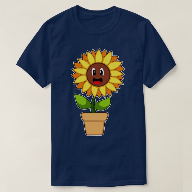 T-shirt Fleur de tournesol en pot plante (Design devant)