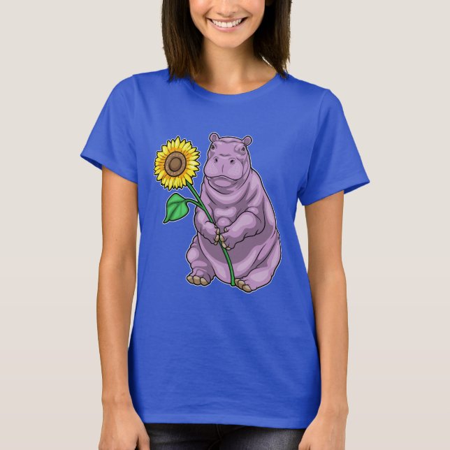 T-shirt Fleur de tournesol hippo (Devant)