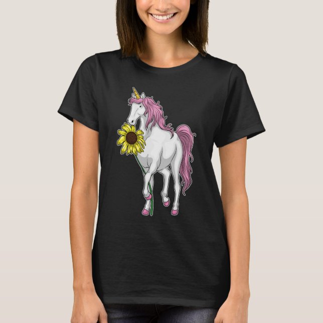 T-shirt Fleur de tournesol Unicorne (Devant)