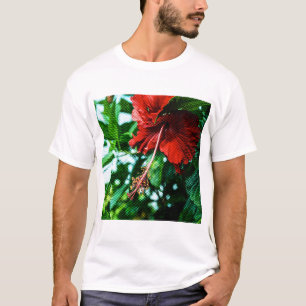 T-shirt Fleur d'Hibiscus rouge