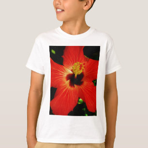 T-shirt Fleur d'Hibiscus rouge-orange