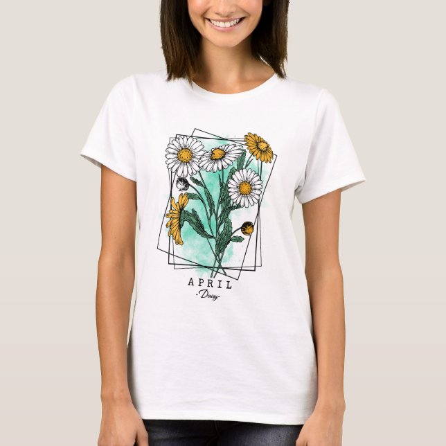 T-shirt Fleur du mois de naissance Né en avril Fleurs marg (Devant)