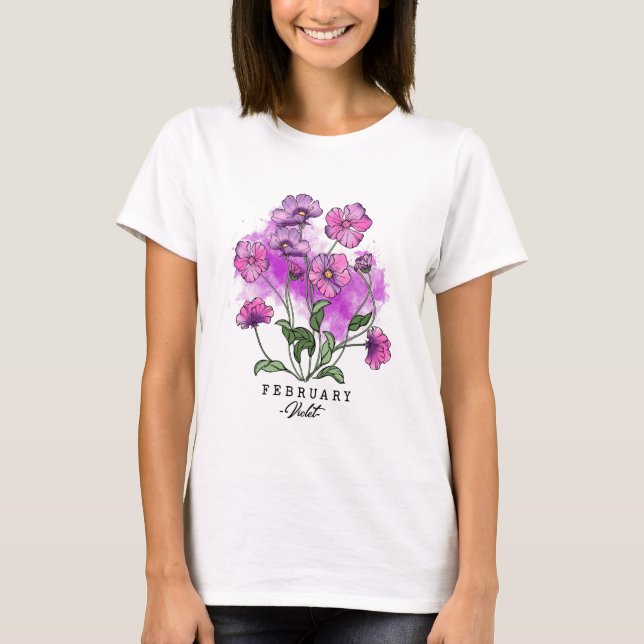 T-shirt Fleur du mois de naissance Né en février Fleurs vi (Devant)