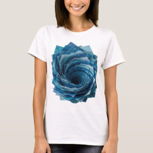 T-shirt Fleur en papier bleu argenté accrocheur